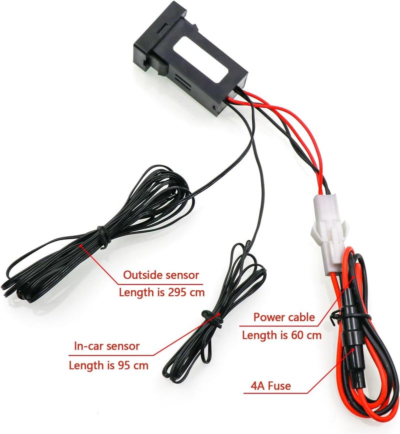 Timloon Car Internal and External Temperature Display, Fahrenheit Temperature, Dual Temperature Sensors Use for Toyota Hilux VIGO,Coaster,Corolla ex,Yaris(Type B) - Image 3